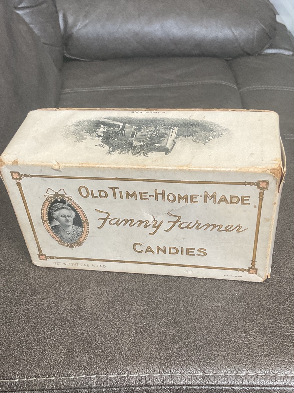 Old Time Home Made Candies Decorative Candy Box - Cream and Gold